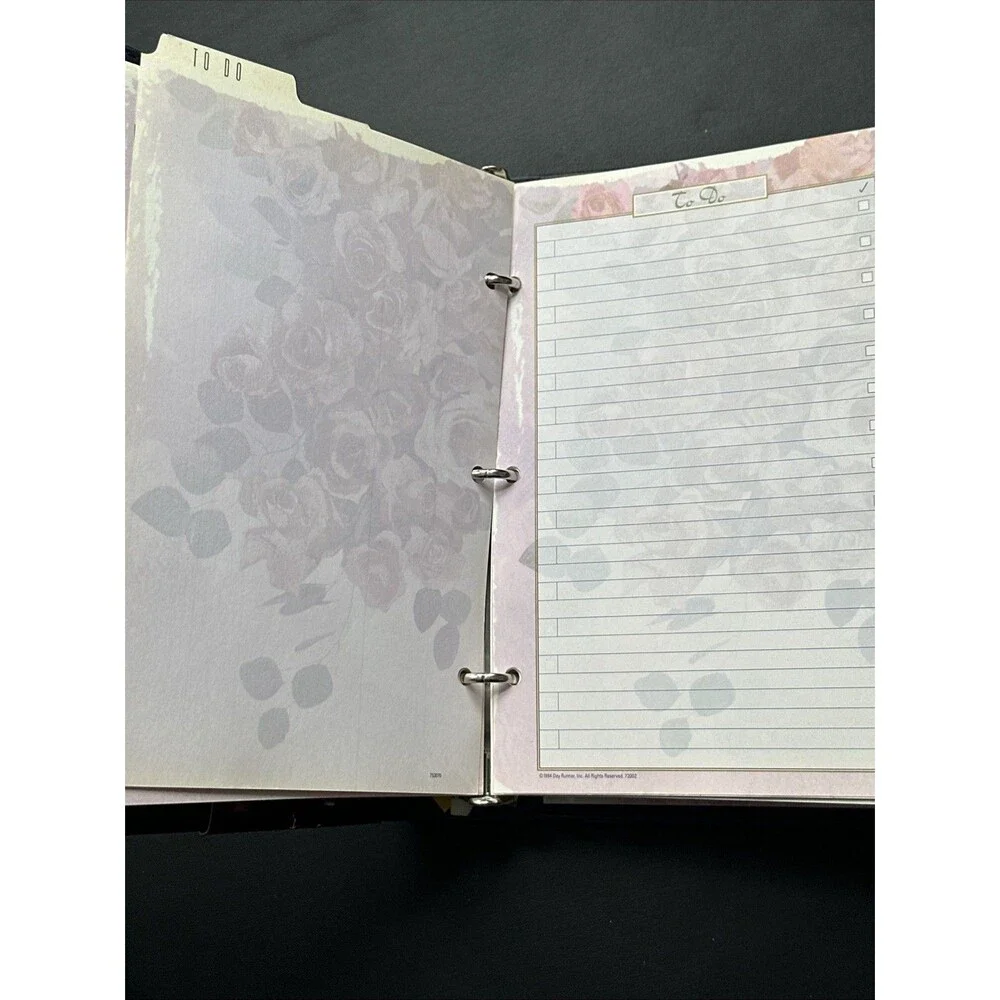 Vintage Perennials Navy Personal Organizer Planner Day Runner 9.5
